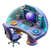 Futuristic Computer Setup Spaceship Desk Design png