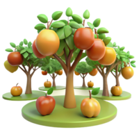 Cartoon Fruit Trees Orchard of Apples and Oranges png