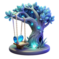 impressive rustic Enchanted Tree Swing 3D Render genuine png
