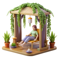 Relaxing in a Serene Garden Gazebo png