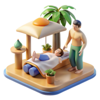 Relaxing Beach Day 3D Render of Father and Child png
