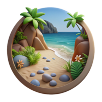 Serene Beach Cove 3D Render of Tropical Island Paradise png