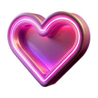 wonderful minimalist Neon Heart 3D Render high quality png