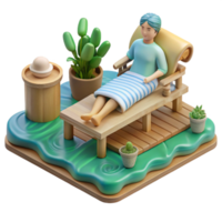 Relaxing Spa Day Tranquil Escape on Wooden Lounger png