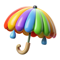 vibrant rustic Rainbow Umbrella 3D Render original png