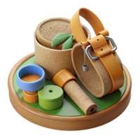 3D Render of Colorful, Playful Objects on a Circular Platform png