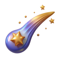 Shiny Comet with Stars 3D Render png