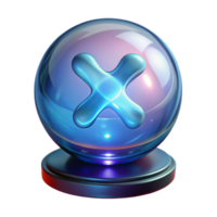 3D Glass Orb with X Symbol Cancellation, Rejection, or Decision Concept png