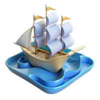 Sailing Ship on Calm Waters A 3D Render png