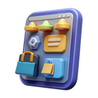 Mobile Shopping App Interface Design 3D Icons and UI Elements png