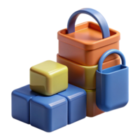 Abstract 3D Colorful Blocks, Geometric Shapes, Stacked Cubes png