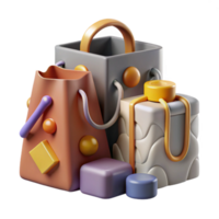 3D Render of Colorful Gift Bags and Boxes png