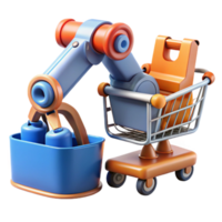 Automated Shopping Cart System Robotic Arm, Efficient Grocery Delivery png