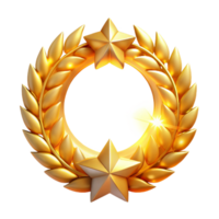 wonderful rustic Golden Laurel Wreath 3D Render high resolution png