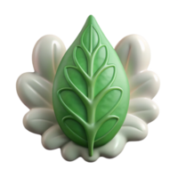 Green Leaf 3D Render Nature Icon png