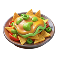 impressive minimalist 3D Render of Nachos with Cheese and Salsa high resolution png