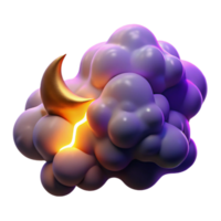 Crescent Moon in Luminous Cloud 3D Render png