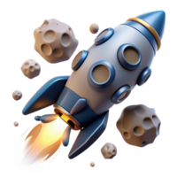 Rocket Launch Spacecraft Ascending Through Asteroid Field png