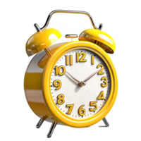 Yellow alarm clock with a design symbolizing punctuality morning routines and time management png