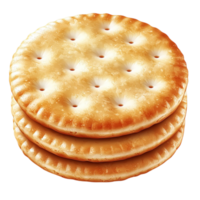 Stack of golden crispy crackers with small holes and a slightly rough texture png
