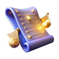 vibrant rustic 3D Scroll Music Notes Illustration original png