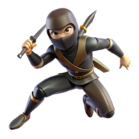 impressive traditional 3D Render of a Ninja authentic png