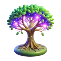 vibrant minimalist Glowing Magical Tree 3D Render original png
