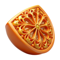 Ornate Citrus Slice 3D Render of Intricate Design png