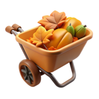 elegant modern Autumn Harvest Wheelbarrow 3D Render exclusive png