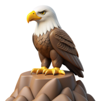 vibrant classic 3D Cartoon Eagle on Rock Illustration high quality png