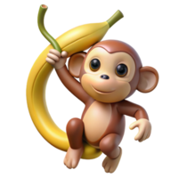 magnificent classic Adorable 3D Monkey Illustration with Banana authentic png