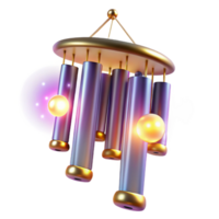 beautiful vintage 3D Render Golden Wind Chime Illustration authentic png