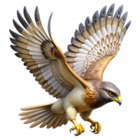 vibrant classic Majestic Hawk in Flight 3D Illustration authentic png
