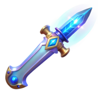 impressive contemporary Fantasy Game 3D Render Blue Gemstone Dagger premium png