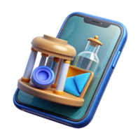 Mobile App with 3D Objects Message, Bottle, and Column png