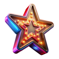 extraordinary creative Neon Star 3D Render genuine png