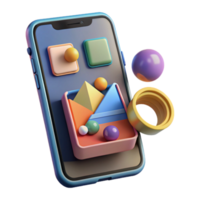 Abstract 3D Mobile App Design Colorful Shapes and Geometry png