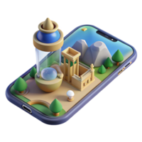 Mobile App Virtual Park Exploration with 3D Architecture png