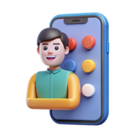 3D Animated Avatar on Mobile App Interface png