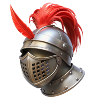 extraordinary modern 3D Render of Medieval Helmet with Red Plume detailed png