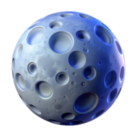extraordinary modern 3D Render Blue Cratered Moon professional png