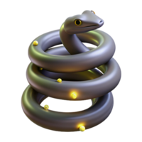 Coiled Snake 3D Render Abstract Art with Glowing Spheres png
