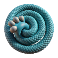 Abstract 3D Render Coiled Scaled Form with Paw Print png