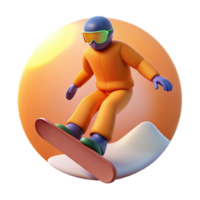 Snowboarding Fun 3D Render of a Snowboarder png