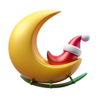 impressive traditional 3D Render Festive Moon Sleigh original png