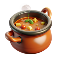 beautiful abstract 3D Render of Steaming Vegetable Soup in a Pot professional png