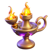 wonderful artistic 3D Render Golden Lamp with Flames 4K png
