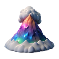 Cosmic Mountain 3D Render of a Vibrant Volcano png
