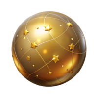 extraordinary modern Golden Sphere 3D Render with Stars high resolution png