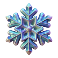 Iridescent Snowflake 3D Render of a Sparkling Winter Design png